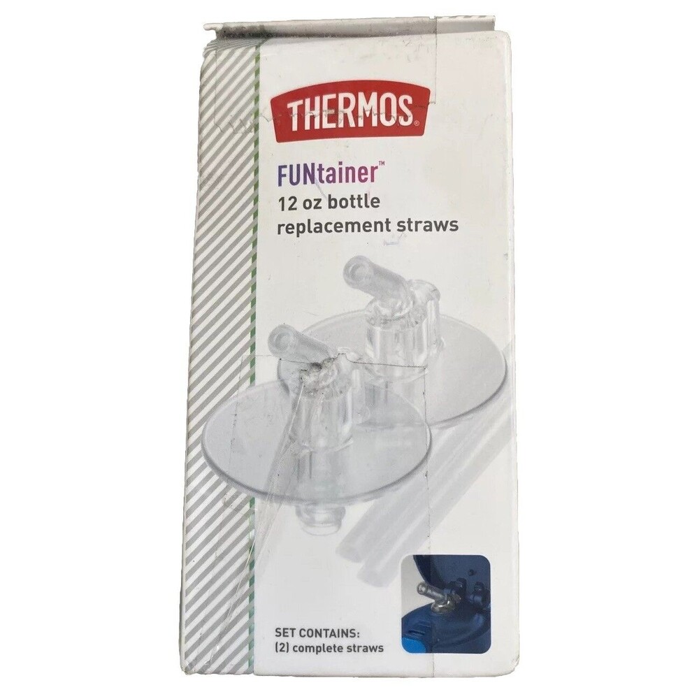 Thermos Funtainer Replacement Straws 2-Pack Clear New